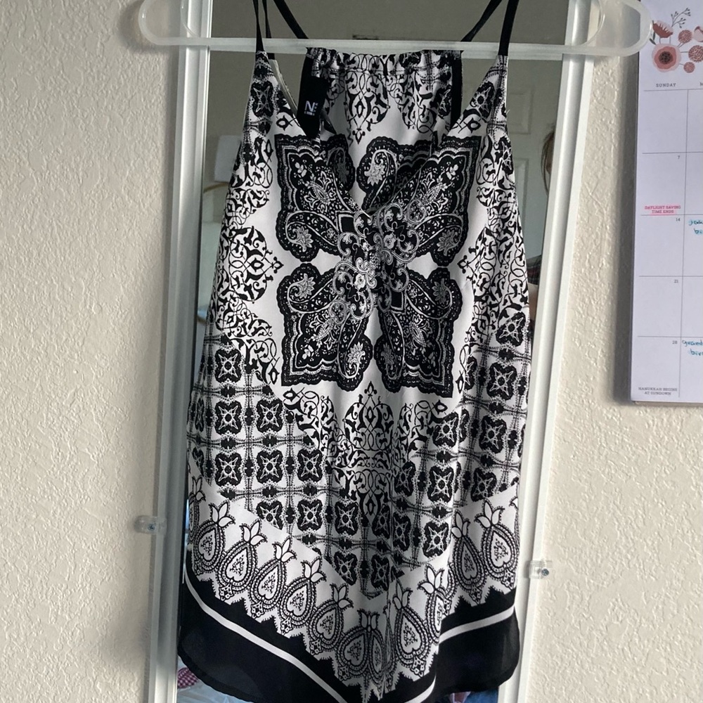 IZ Byer Size S Detailed Black and White Blouse